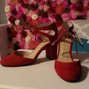 Red Thick Strappy Heel